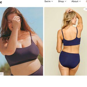 ANDIE Swim Womens The Maui Bikini Top Navy Blue Size Small NWT